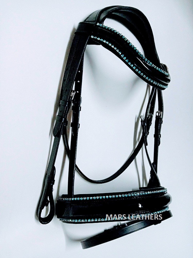 LEATHER PATENT DRESSAGE BRIDLE